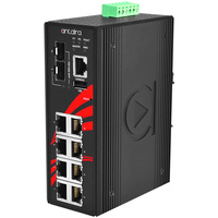 10-Port Industrial PoE+ Light Layer 3 Managed Ethernet Switch, w/8*10/100/1000Tx (30W/port) + 2*100/1000 SFP Slot, 12~36VDC; EOT: -40~75C
