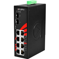 10-Port Industrial PoE+ Unmanaged Ethernet Switch, w/8*10/100/1000Tx (30W/Port)+ 2*100/1000 SFP Slot; 12~36VDC, EOT: - 40 ~ 75C