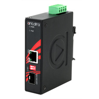 Compact Industrial Gigabit PoE+ Ethernet-to-Fiber Media Converter, 1*10/100/1000TX (PSE: 30W) to 1*100/1000 SFP Slot; EOT: -10° to 70°C