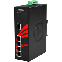 5-Port Industrial PoE+ Unmanaged Gigabit Ethernet Switch w/4*10/100/1000Tx (30W/Port) + 1*10/100/1000Tx, 12~36VDC, EOT: -40~75C